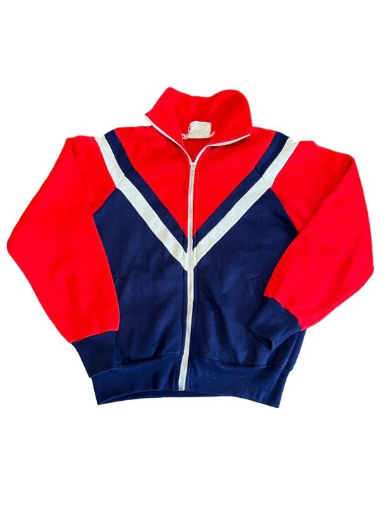 VIP Other - Vintage VIP Red White Blue Tracksuit Jacket Medium Full Zip Acrylic Retro 70s 80